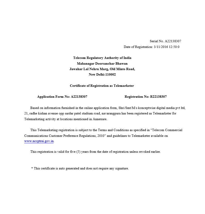 Trai Certificate